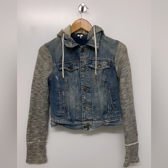 Free People Denim Knit Jacket XS - Picture 1 of 3